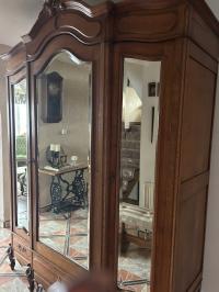 Francuska szafa dębowa lustra kryszatałowe frezowane