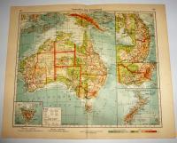 Карта Австралии Новая Зеландия 1934 Минерва Атлас