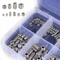 ŚRUBY WKRĘTY IMBUSOWE DOCISKOWE BEZ ŁBA - ZESTAW 200 SZTUK ROZMIARY M3-M6