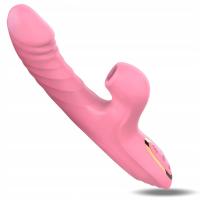 Wibrator Damski do Łechtaczki z Funkcją Ssania i Pchania + Dildo żelowe