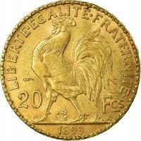 Francja 1899 20 franków złota Marianne kogut trze