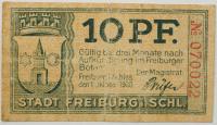 Notgeld Świebodzice Freiburg Schlesien Śląsk 10 pfennig fenigów 1920 Herb