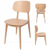 Krzesło drewniane restauracyjne kawiarniane NORM buk naturalny z oparciem