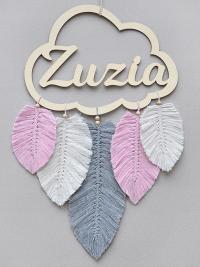 MAKRAMA ŁAPACZ SNÓW Z IMIENIEM PREZENT KOLORY BOHO