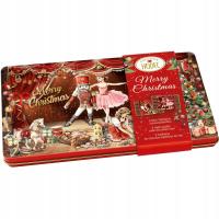 Świąteczne czekoladki na prezent, piękne puszki z pyszną czekoladą, Mikołaj