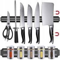 Listwa magnetyczna na noże narzędzia kuchenna czarna magnes uchwyt 33 cm