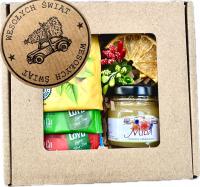 Prezent na Święta Świąteczny Box Kosz Prezentowy pod Choinkę Miód Herbata