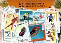 Zestaw 50 znaczków pocztowych - SPORTY ZIMOWE