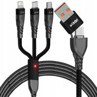 Zestaw kabli USB Webski 1,20 m czarny USB typ C / microUSB / Lightning