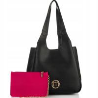 Torebka Damska MONNARI SHOPPER POJEMNA 3komorowa Czarny + Saszetka do pracy