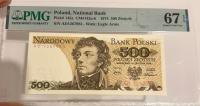 Banknot 500 złotych 1974 Seria AD UNC PMG 67 EPQ L6 Rzadki