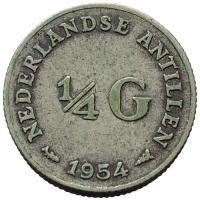 46211. Antyle Holenderskie - 1/4 guldena - 1954r. - Ag