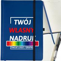 NOTES ZESZYT REKLAMOWY Z GUMKĄ W KRATKĘ DO PISANIA A5 GRANATOWY + NADRUK