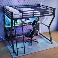 Łóżko piętrowe Łóżko dziecięce 90*200cm biurko Gniazdo dioda LED USB czarny