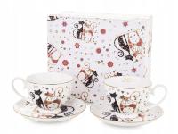 Filiżanki koty zestaw filiżanek 2 filiżanki + 2 podstawki 143038