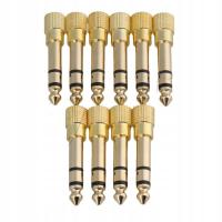 10pcs Stereo Headphone Audio Adapter Plug 3.5mm Jack to 6.5mm Gold Pl Plug