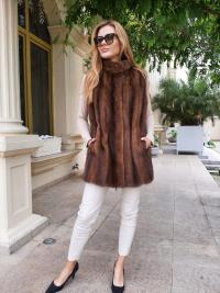 Kamizelka z norek naturalne futro kolor jasny brąz Osytekfutra r. L