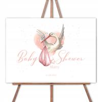 PLAKAT powitalny baby shower dziewczynki dekoracja