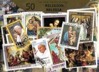 Zestaw 50 znaczków pocztowych - RELIGIA