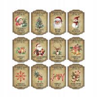 12 Sztuk Świąteczne Naklejki Na Etykiety Na Butelki Wina Kalkomania Party Dobrodziejstw Styl A