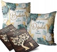 ZESTAW 2x PODUSZKA PREZENT NA DZIEŃ BABCI DZIADKA PLAKATY A4 PODZIĘKOWANIE