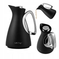 Termos na napoje Vialli Alesiia 1 L czarny szklany z wkladem szklanym srebr