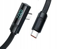 Toocki USB C do C szybki kabel kątowy 100W, 6A, 90 stopni, miernik LCD 1 m.
