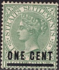 kol.bryt.Straits Settlements QV 1 c.czysty *