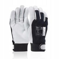 12 Par Rękawice Robocze Ochronne z Rzepem Wzmacniane Skórą Ardon Easy