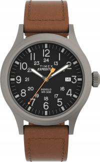 Мужские часы Timex Expedition Scout с подсветкой INDIGLO кожаный ремешок WR50
