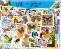 Набор из 100 почтовых марок-бабочки