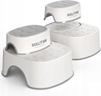 Stabilny i antypoślizgowy stołek dziecięcy 2w1, biało-szary