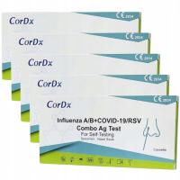 5 x CorDx тест комбо 4в1 COVID - 19 грипп типа A B RSV оригинальная дата: 06,26