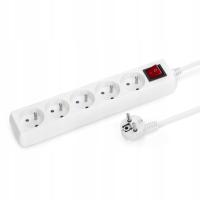 Przedłużacz listwowy Montis 5 m 5 szt. gniazd biały IP20 16A 230V