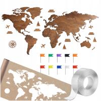Mapa świata drewniana na ścianę 3D z DODATKAMI Państwa i stolice 180cm