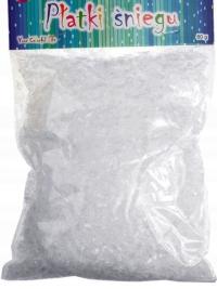 Sztuczny Śnieg Dekoracyjny Płatki Śniegu Sypki Srebrny Szron 80g