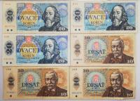 6 banknotów 10, 20 Koron Czechosłowacja ZESTAW 1986, 88 ładne stany