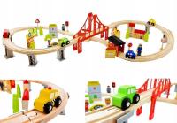 Lean Toys Drewniana Kolejka tor z autami akcesoria