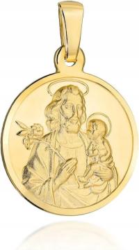 Medalik złoty okrągły 585 wizerunek świętego Józefa prezent Chrzest Komunia