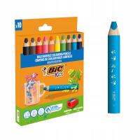 BIC MULTICREATION цветные карандаши 3в1 толстые треугольные 10 цветов точилка для карандашей
