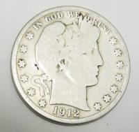 USA half dollar 50 cents 1912D Barber