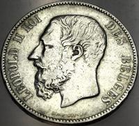 Belgia 5 franków 1870 Leopold II SREBRO