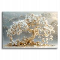 Элегантная картина на холсте для гостиной Золотое дерево счастья гламур 80x120