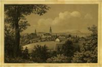 SZCZAWNO-ZDRÓJ (pow. Wałbrzych). Panorama miasta, rysunek Ferdinand Koska