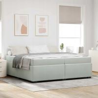 vidaXL Ramka łóżka z materacem Jasnoszary 200 x 200 cm tkanina