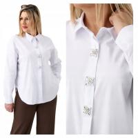 FEMIMODA koszula damska długi rękaw bez wzoru biały klasyczna oversize wizytowa casual wizyta luźna