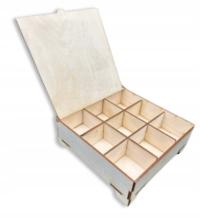 Pudełko drewniane na biżuterie szkatułka zamykana z podziałem sklejka 16cm