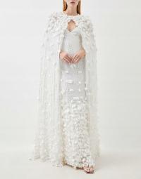 БЕЛАЯ НАКИДКА МАКСИ, УКРАШЕННАЯ БУСИНАМИ, ВЕЧЕРНЯЯ КАРЕН МИЛЛЕН 36