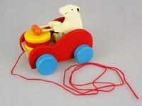 Drewniane ciągadełko z bębenkiem 14x11x16 cm