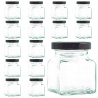 15 szt SŁOIK kwadrat 120 ml nakrętka CZARNA miód SŁOIKI na przetwory 15szt